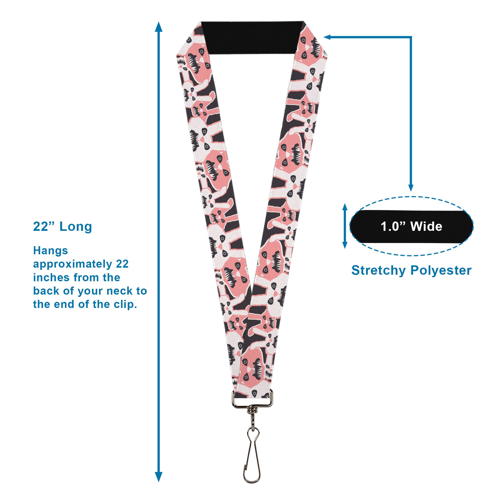 Lanyard - 1.0" - Angry Bunnies Gray Pinks Lanyards Buckle-Down