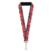 Lanyard - 1.0" - Angry Bunnies Purple Red Blue Lanyards Buckle-Down