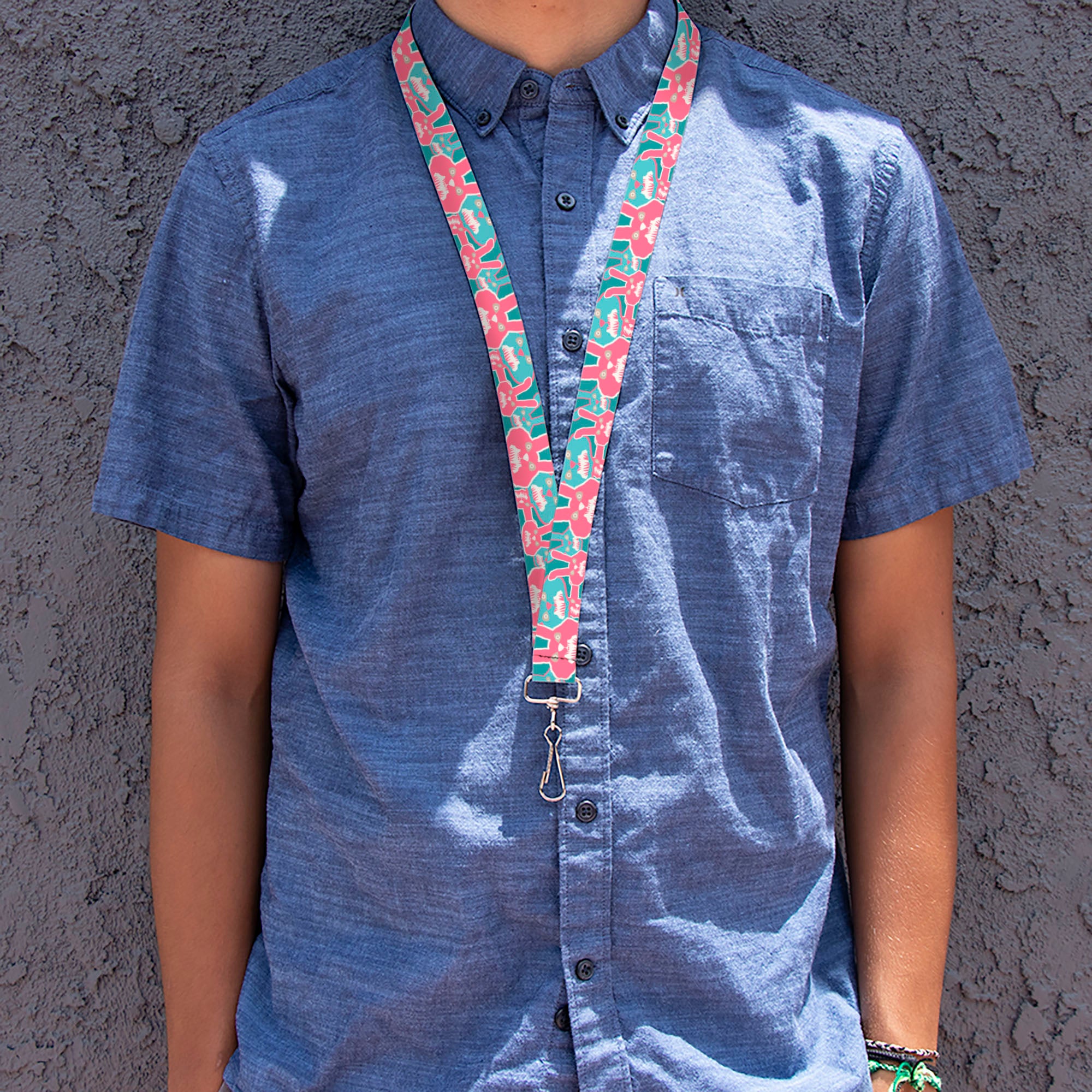 Lanyard - 1.0" - Angry Bunnies Turquoise Pinks Lanyards Buckle-Down