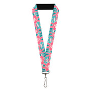 Lanyard - 1.0" - Angry Bunnies Turquoise Pinks Lanyards Buckle-Down