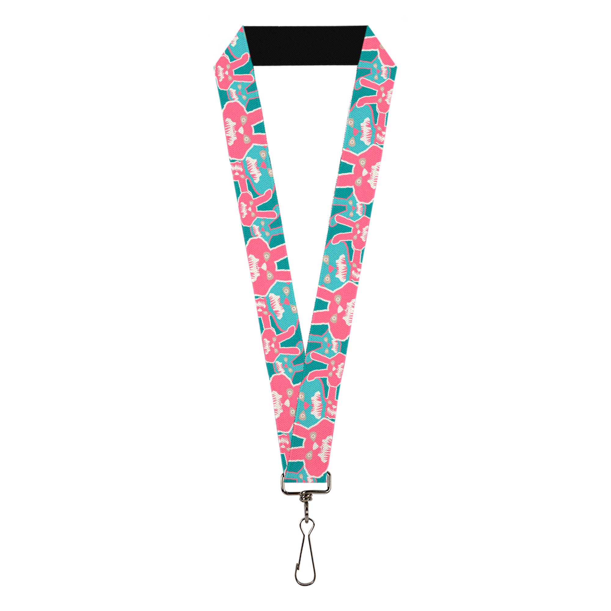 Lanyard - 1.0" - Angry Bunnies Turquoise Pinks Lanyards Buckle-Down