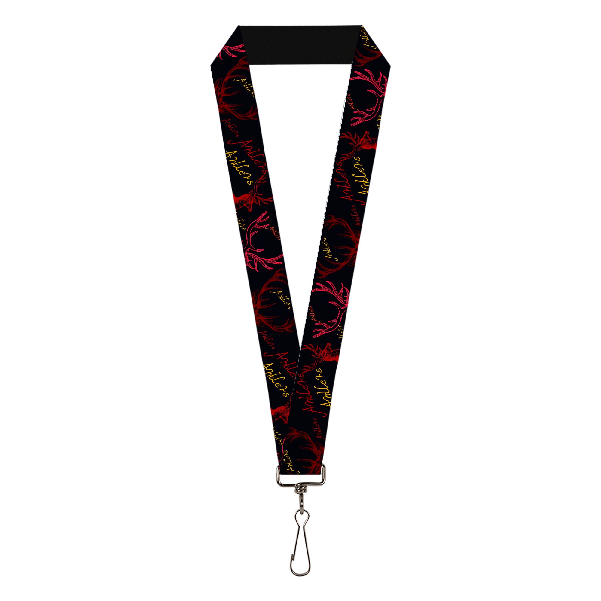 Lanyard - 1.0" - Antlers Black Burgundy Gold Lanyards Buckle-Down