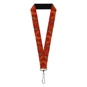 Lanyard - 1.0" - Antlers Brown Turquoise Gold Lanyards Buckle-Down