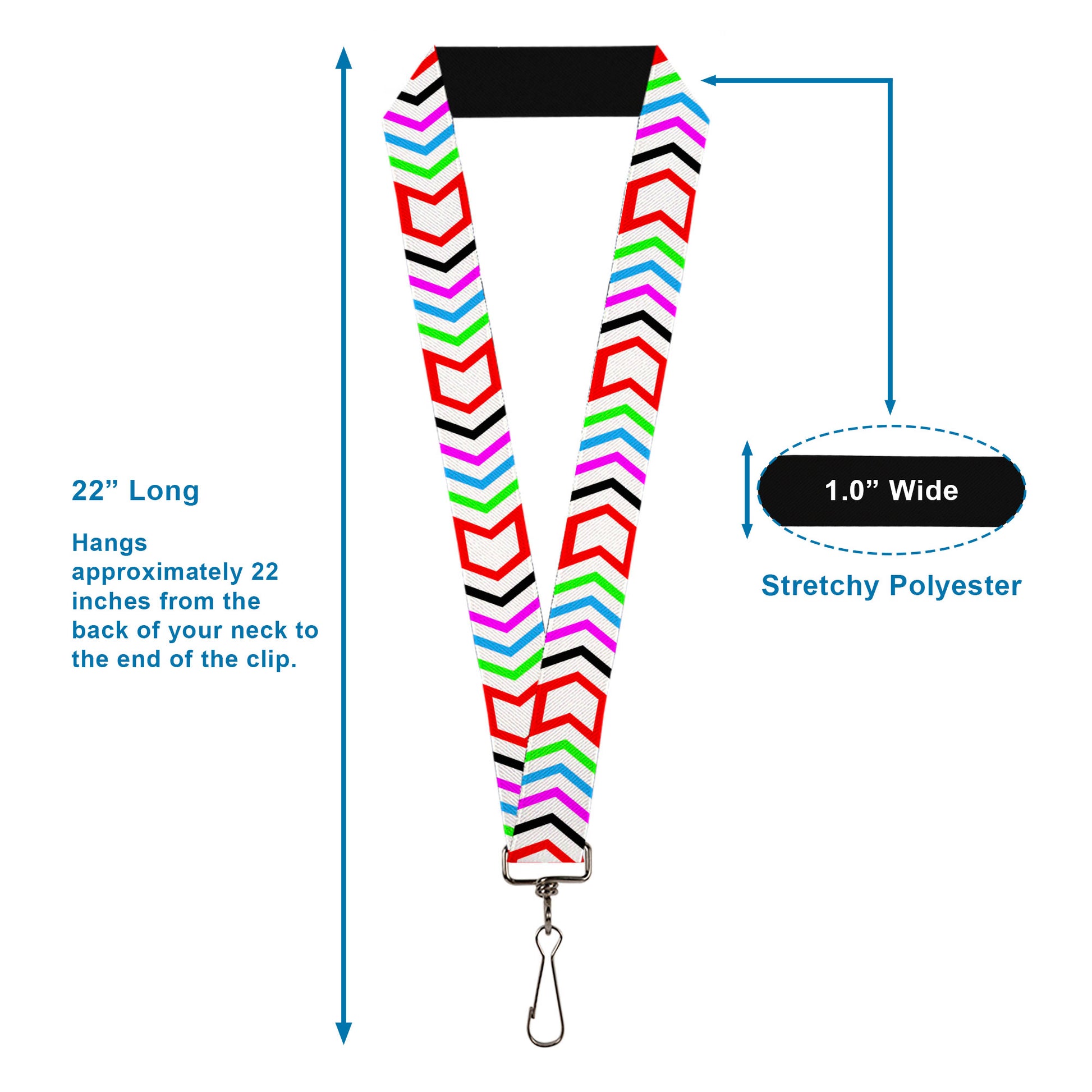 Lanyard - 1.0" - Arrows White Multi Color Lanyards Buckle-Down
