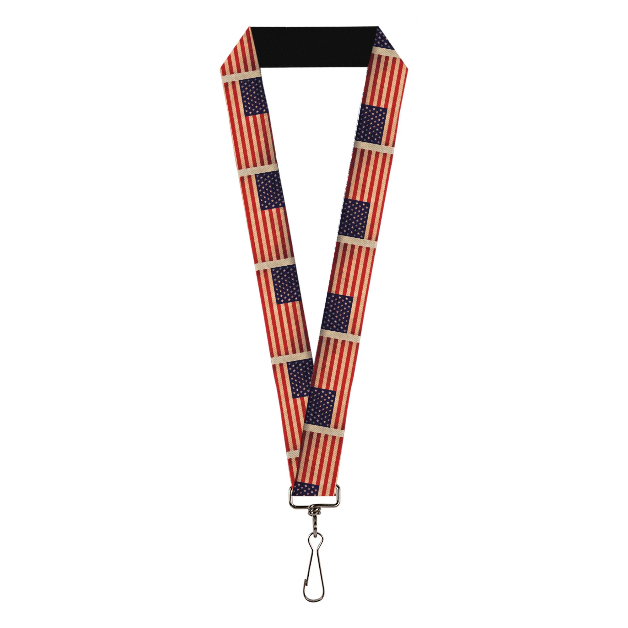 Lanyard - 1.0" - American Flag Weathered Color Repeat Lanyards Buckle-Down