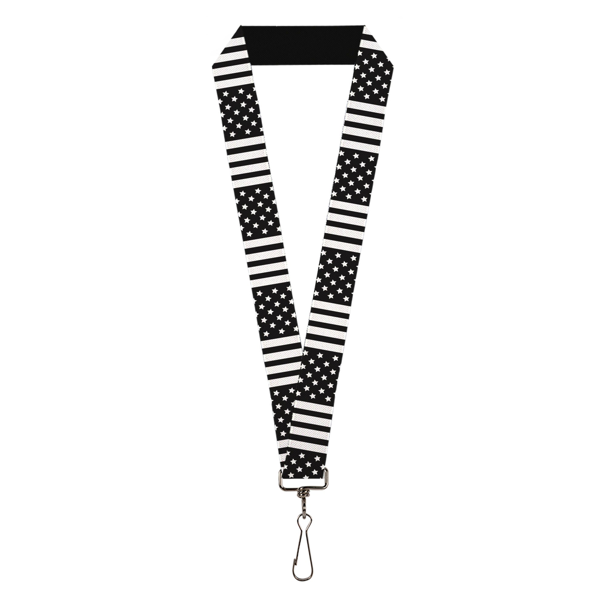 Lanyard - 1.0" - American Flag CLOSE-UP Black White Lanyards Buckle-Down