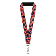 Lanyard - 1.0" - Americana Stars & Stripes Red White Blue White Lanyards Buckle-Down