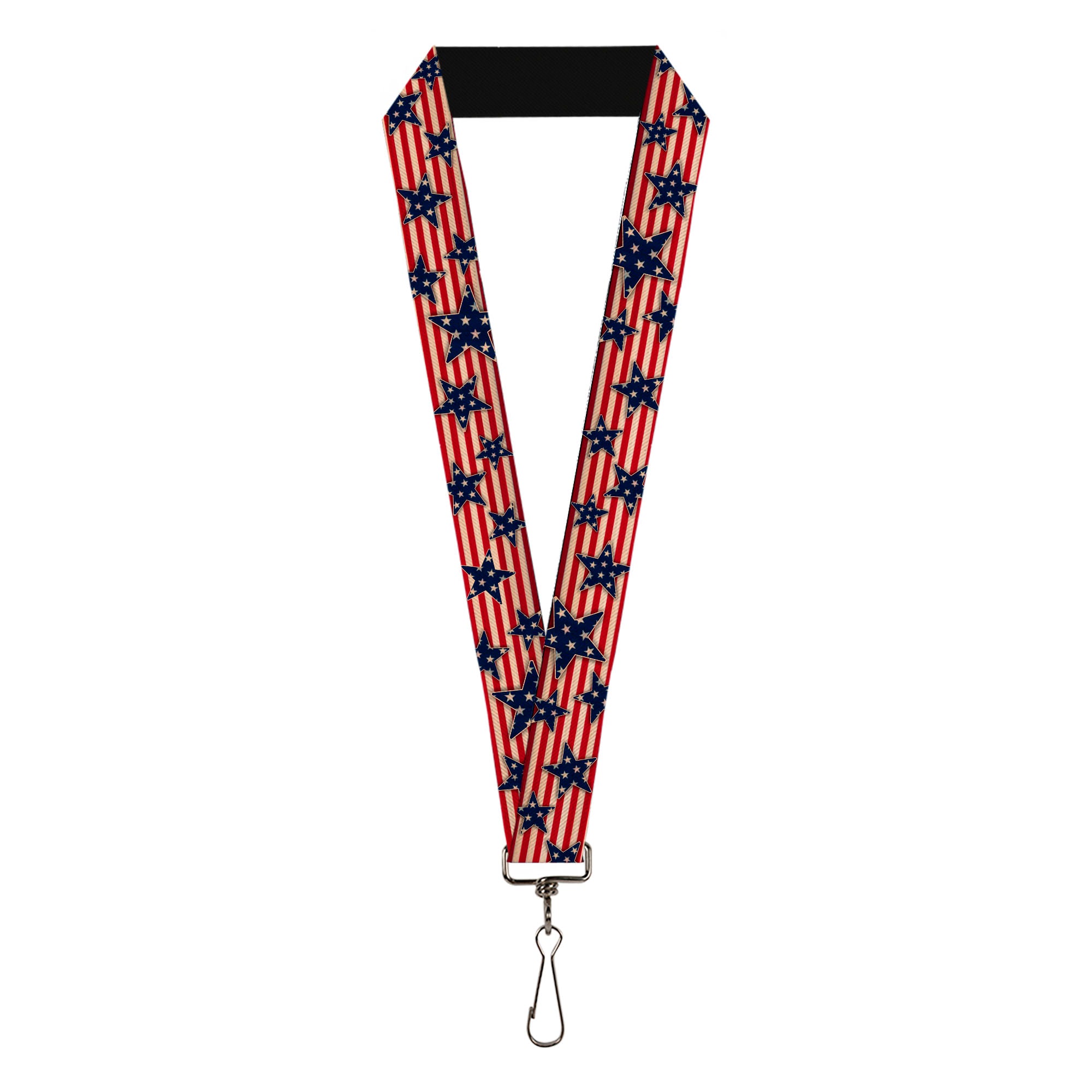 Lanyard - 1.0" - Americana Stars & Stripes Red White Blue White Lanyards Buckle-Down