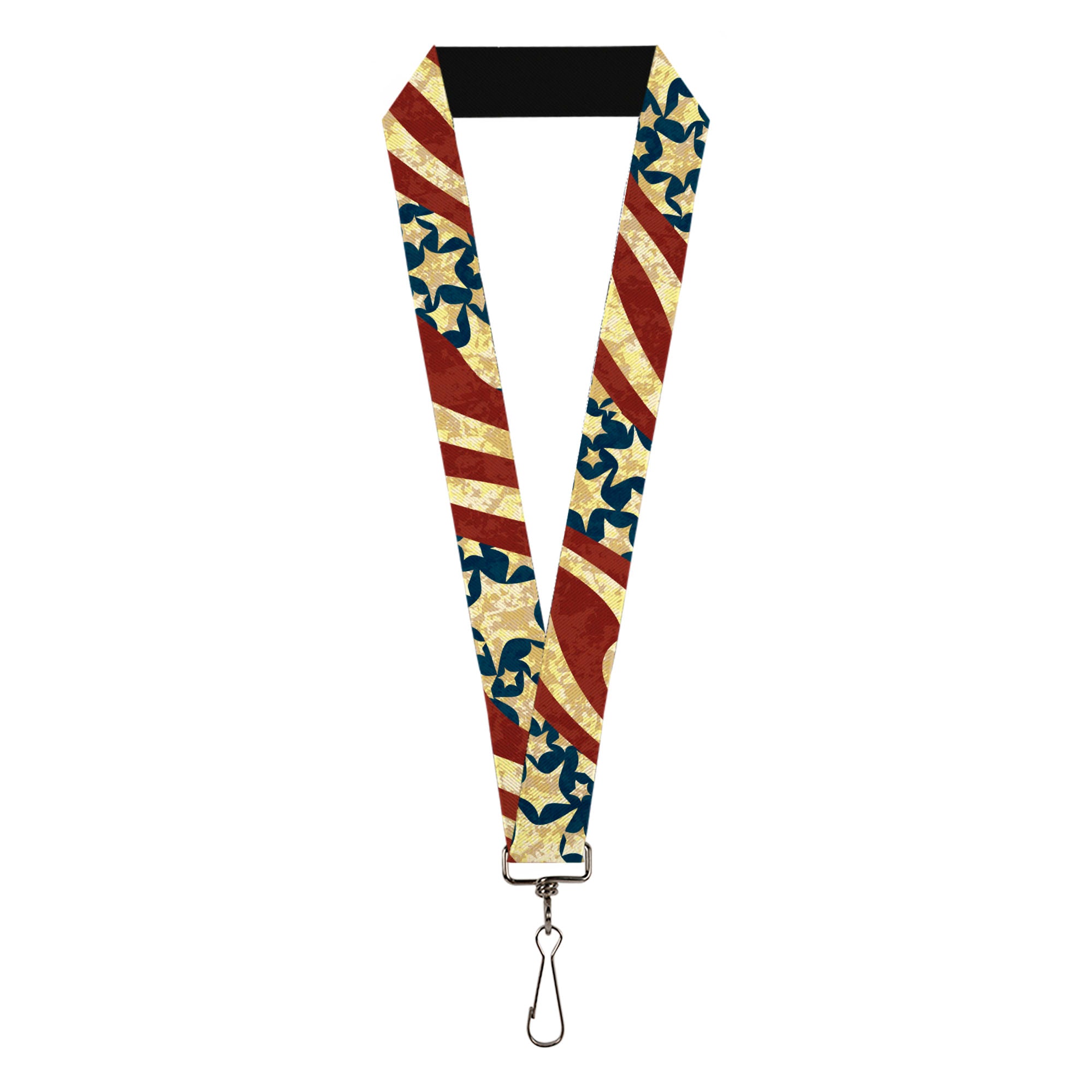 Lanyard - 1.0" - Americana Diagonal Vintage Stars & Stripes2 Lanyards Buckle-Down