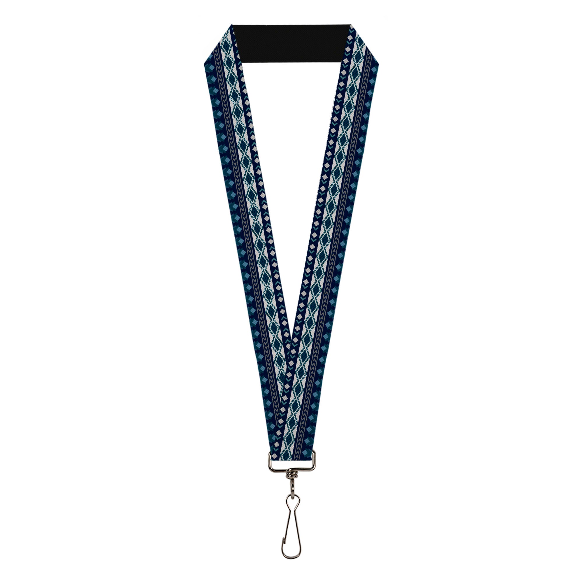 Lanyard - 1.0" - Aztec4 Blues White Gray Lanyards Buckle-Down