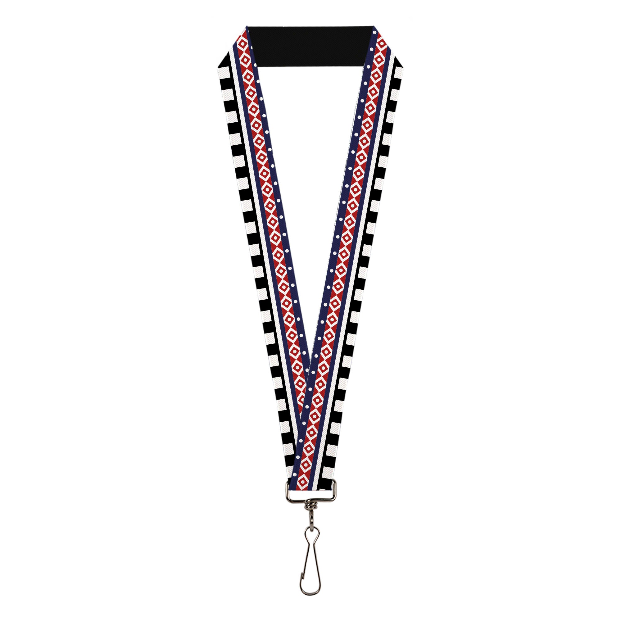 Lanyard - 1.0" - Aztec13 White Navy Red Black Lanyards Buckle-Down