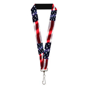 Lanyard - 1.0" - American Flag Vivid CLOSE-UP Lanyards Buckle-Down