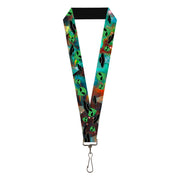 Lanyard - 1.0" - Aliens & UFO's Galaxy Green Black White Lanyards Buckle-Down