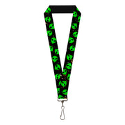 Lanyard - 1.0" - Aliens Head Scattered Galaxy2 Green Black Lanyards Buckle-Down