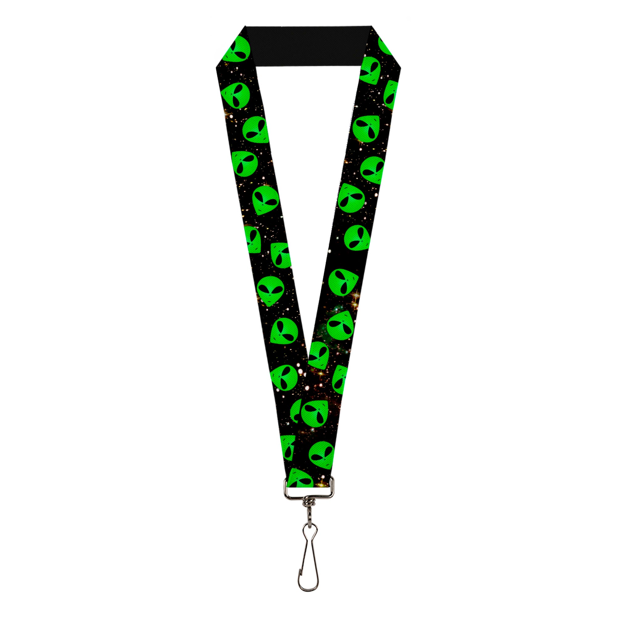 Lanyard - 1.0" - Aliens Head Scattered Galaxy2 Green Black Lanyards Buckle-Down