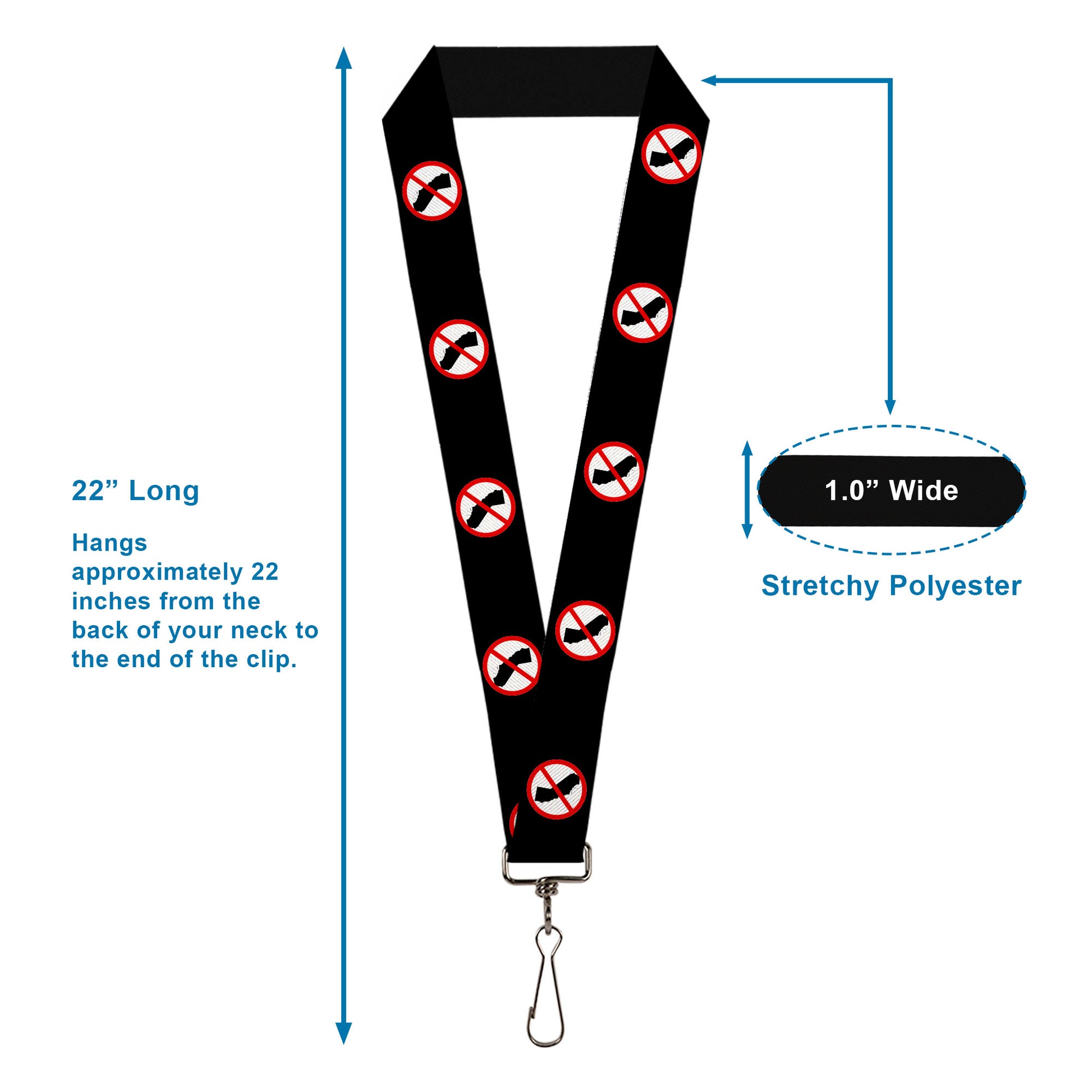 Lanyard - 1.0" - Anti-California Logo Black Red White Lanyards Buckle-Down