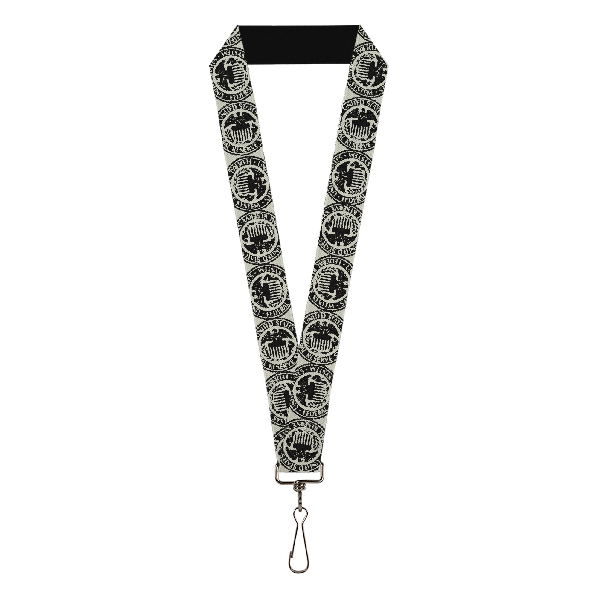 Lanyard - 1.0" - Americana Federal Reserve Seal Weathered Gray Black Lanyards Buckle-Down