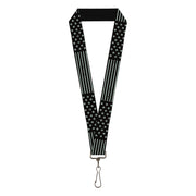 Lanyard - 1.0" - Americana Stars & Stripes Weathered Black Gray Lanyards Buckle-Down