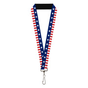 Lanyard - 1.0" - Americana Stars & Stripes2 Blue White Red White Lanyards Buckle-Down