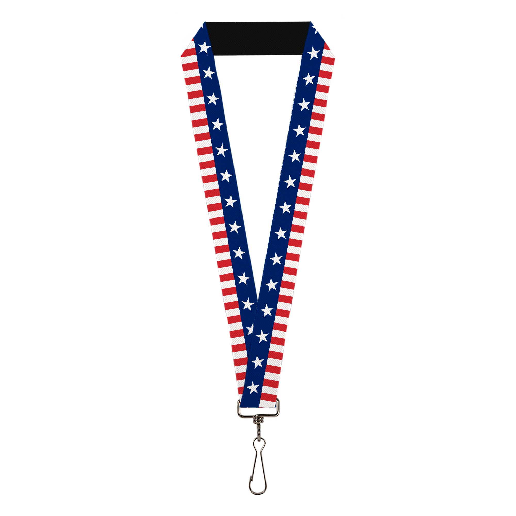 Lanyard - 1.0" - Americana Stars & Stripes2 Blue White Red White Lanyards Buckle-Down