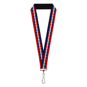 Lanyard - 1.0" - Americana Stripe w/Stars Blue/Red/White Lanyards Buckle-Down