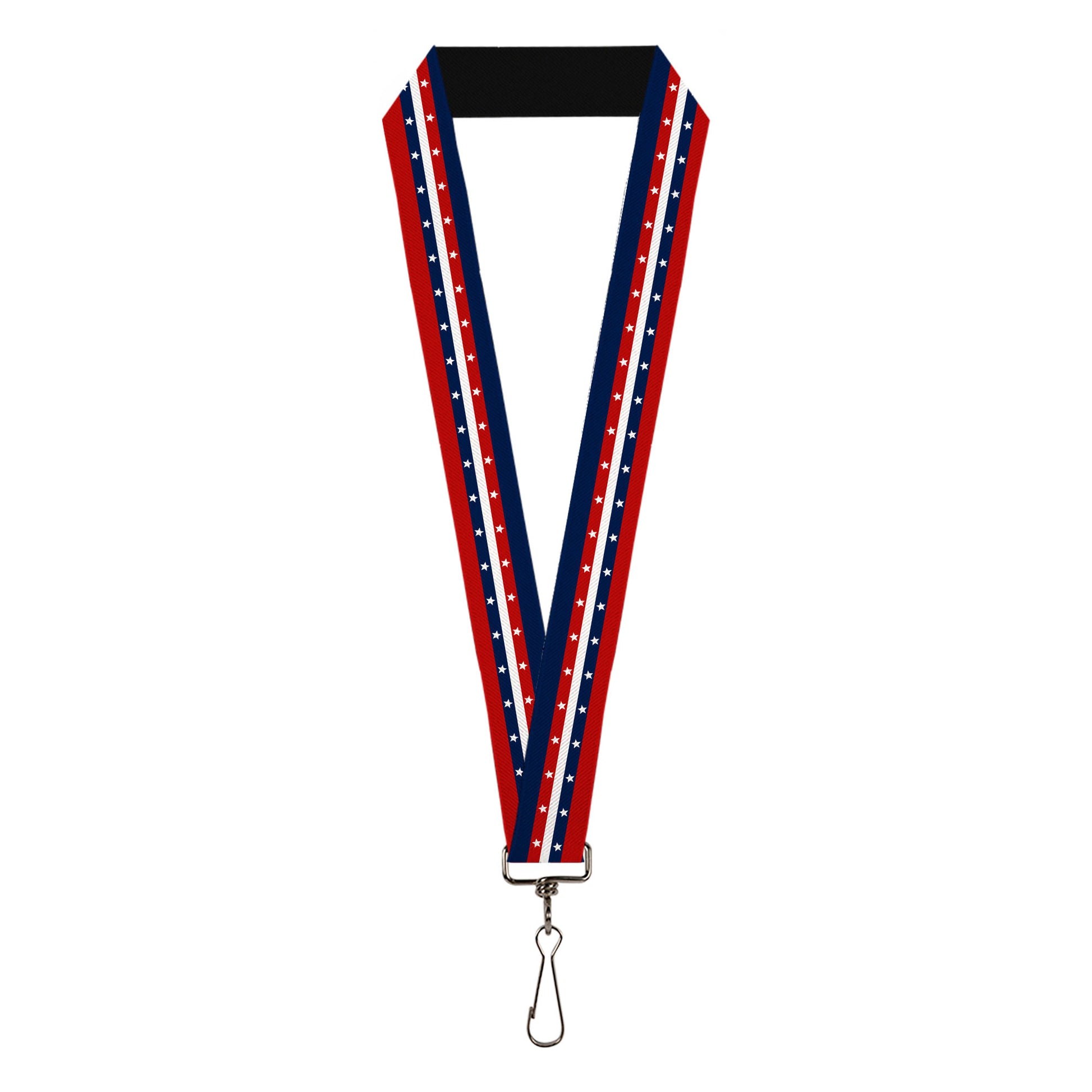 Lanyard - 1.0" - Americana Stripe w/Stars Blue/Red/White Lanyards Buckle-Down