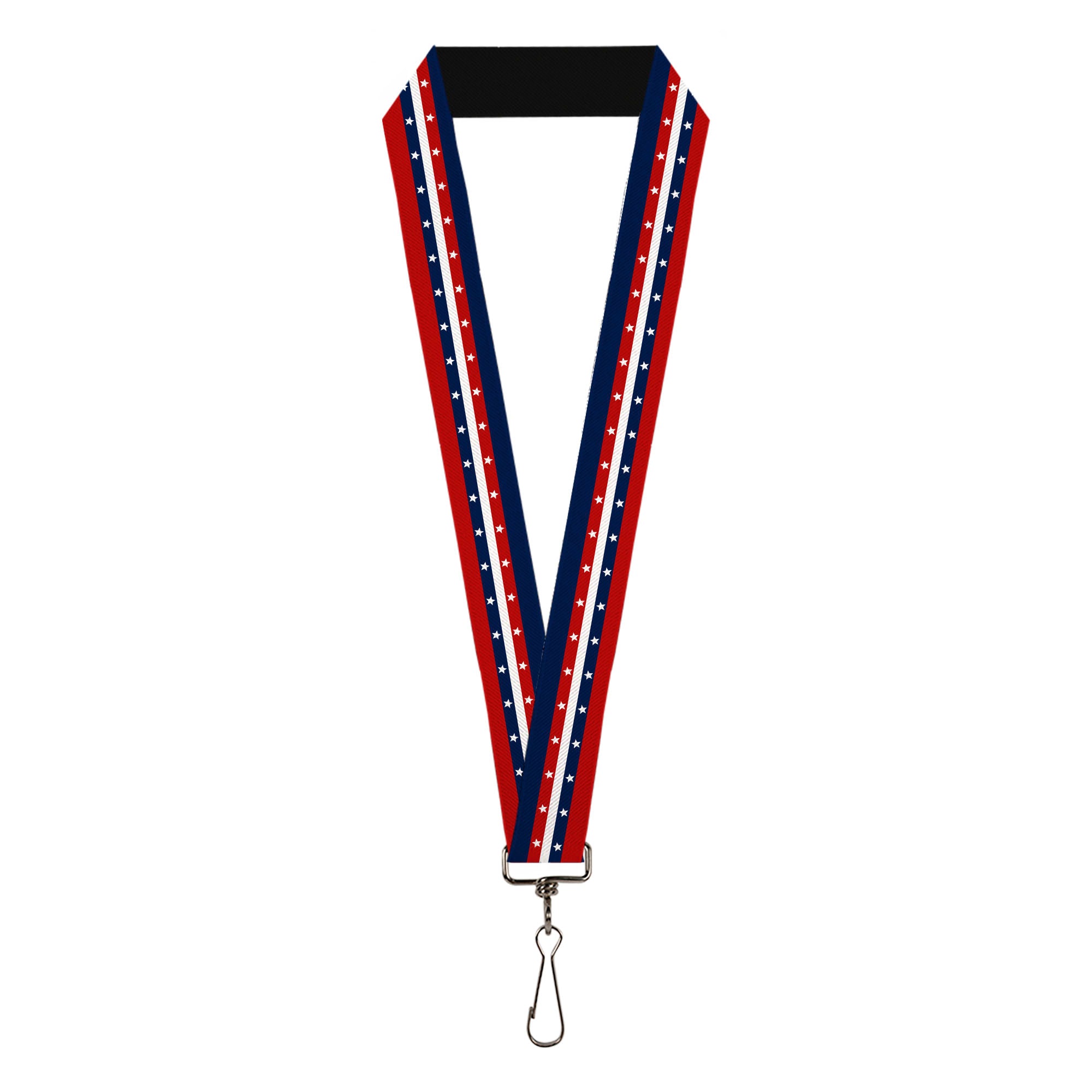 Lanyard - 1.0" - Americana Stripe w/Stars Blue/Red/White Lanyards Buckle-Down
