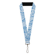 Lanyard - 1.0" - Bandana Skulls Baby Blue White Lanyards Buckle-Down
