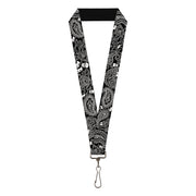 Lanyard - 1.0" - Bandana Skulls Black White Lanyards Buckle-Down