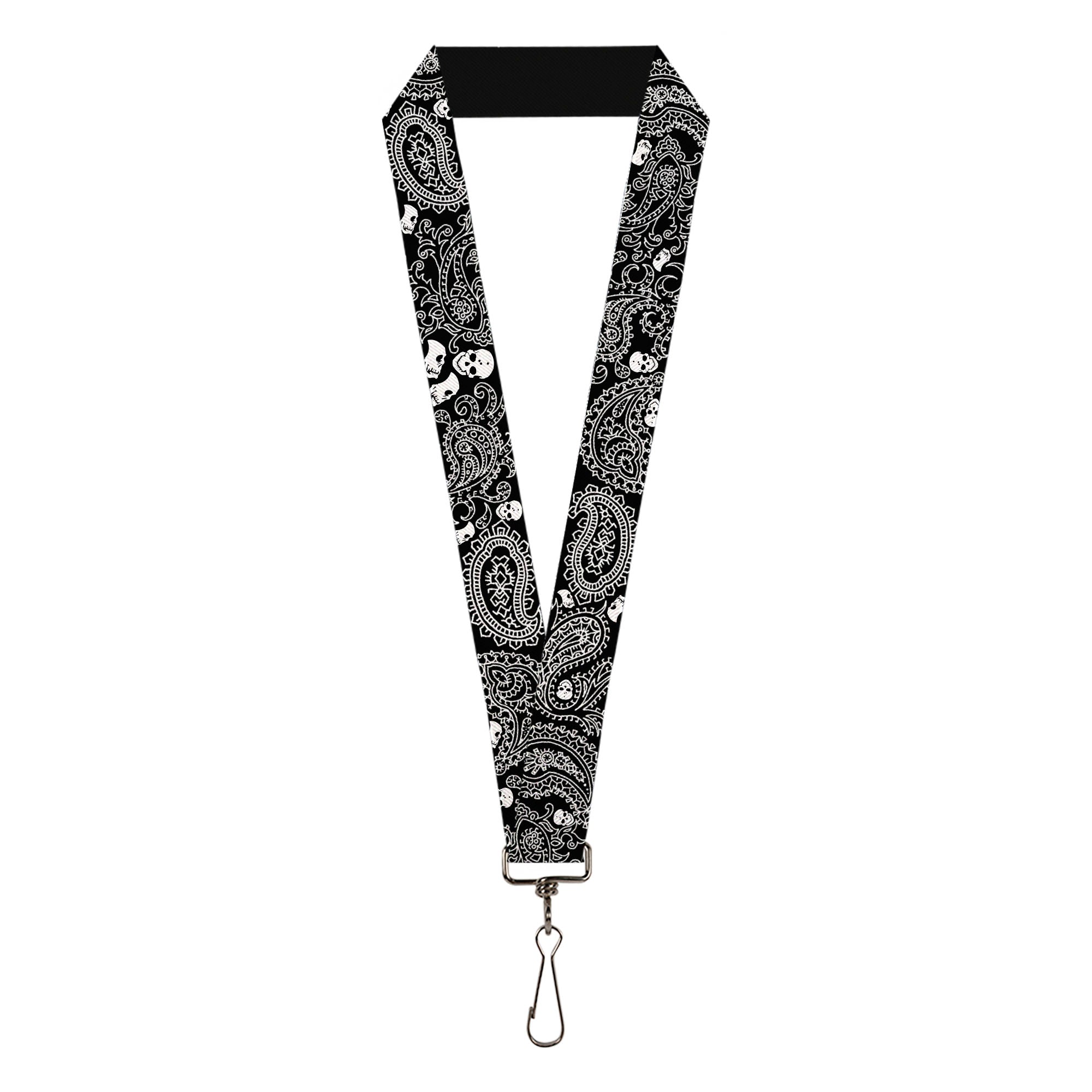 Lanyard - 1.0" - Bandana Skulls Black White Lanyards Buckle-Down