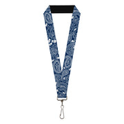 Lanyard - 1.0" - Bandana Skulls Royal White Lanyards Buckle-Down