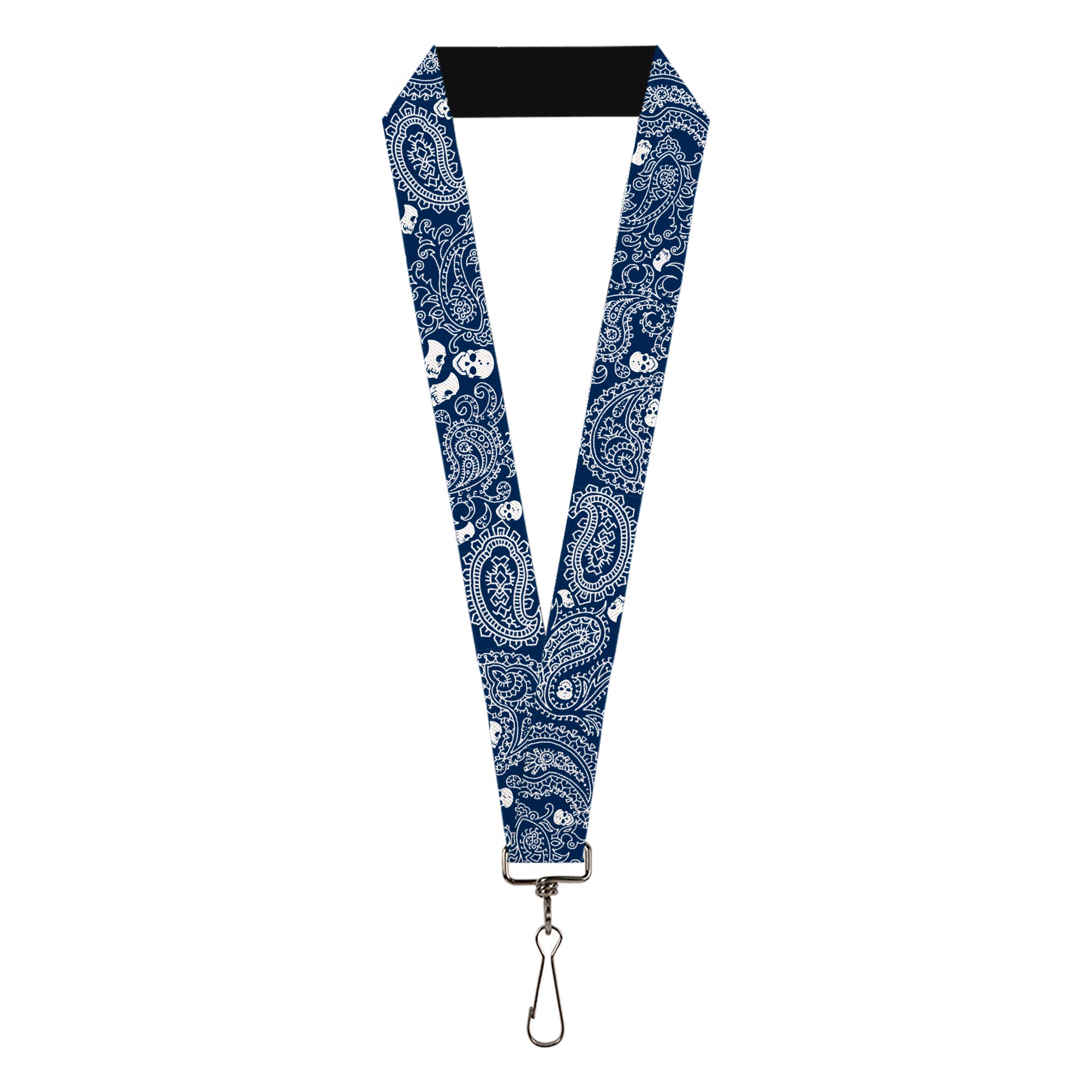 Lanyard - 1.0" - Bandana Skulls Royal White Lanyards Buckle-Down