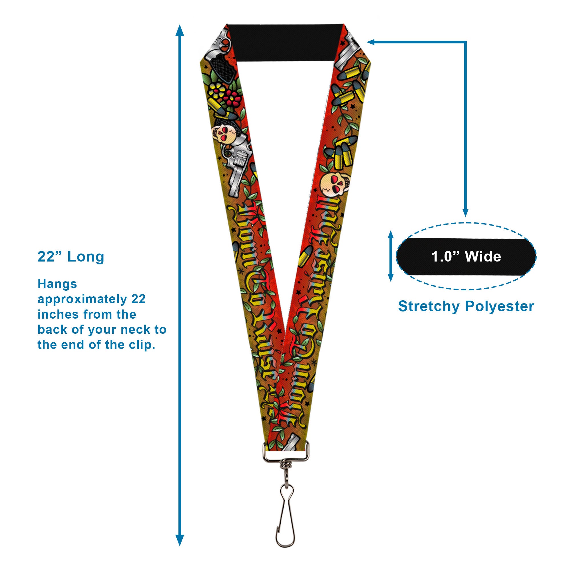 Lanyard - 1.0" - Born to Raise Hell Red Lanyards Buckle-Down