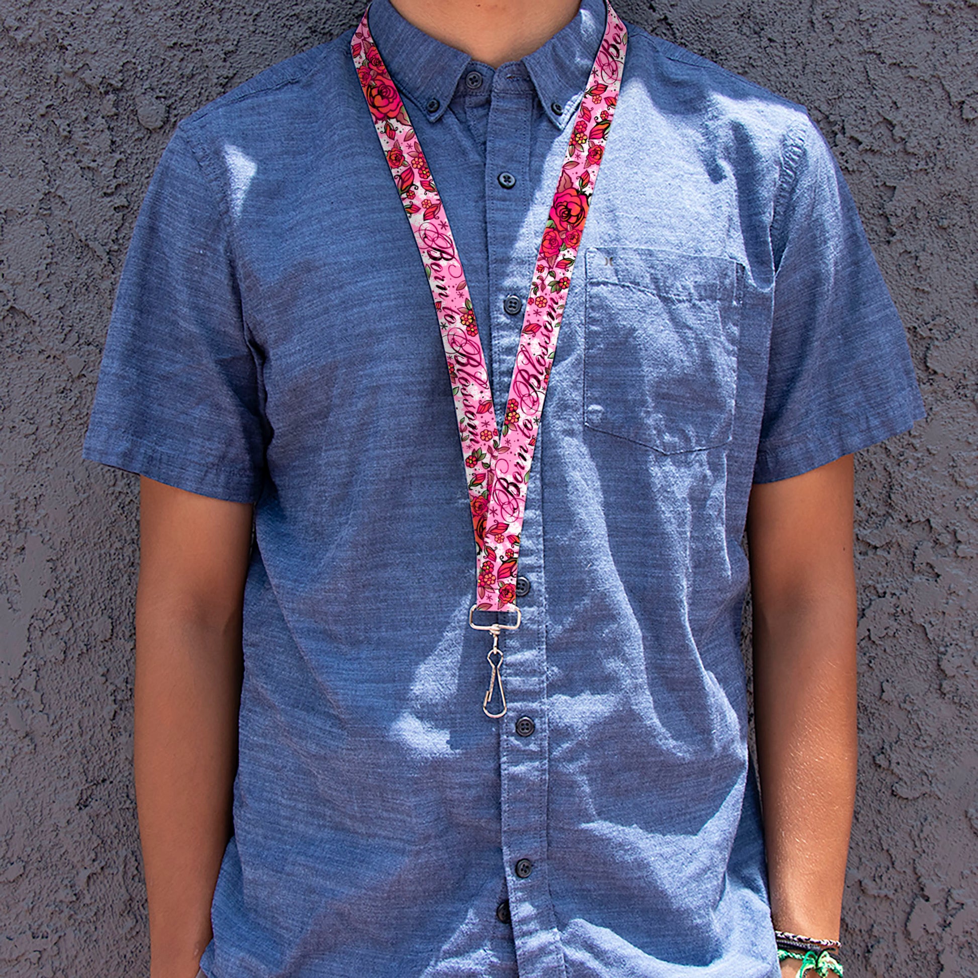 Lanyard - 1.0" - Born to Blossom Pink Lanyards Buckle-Down