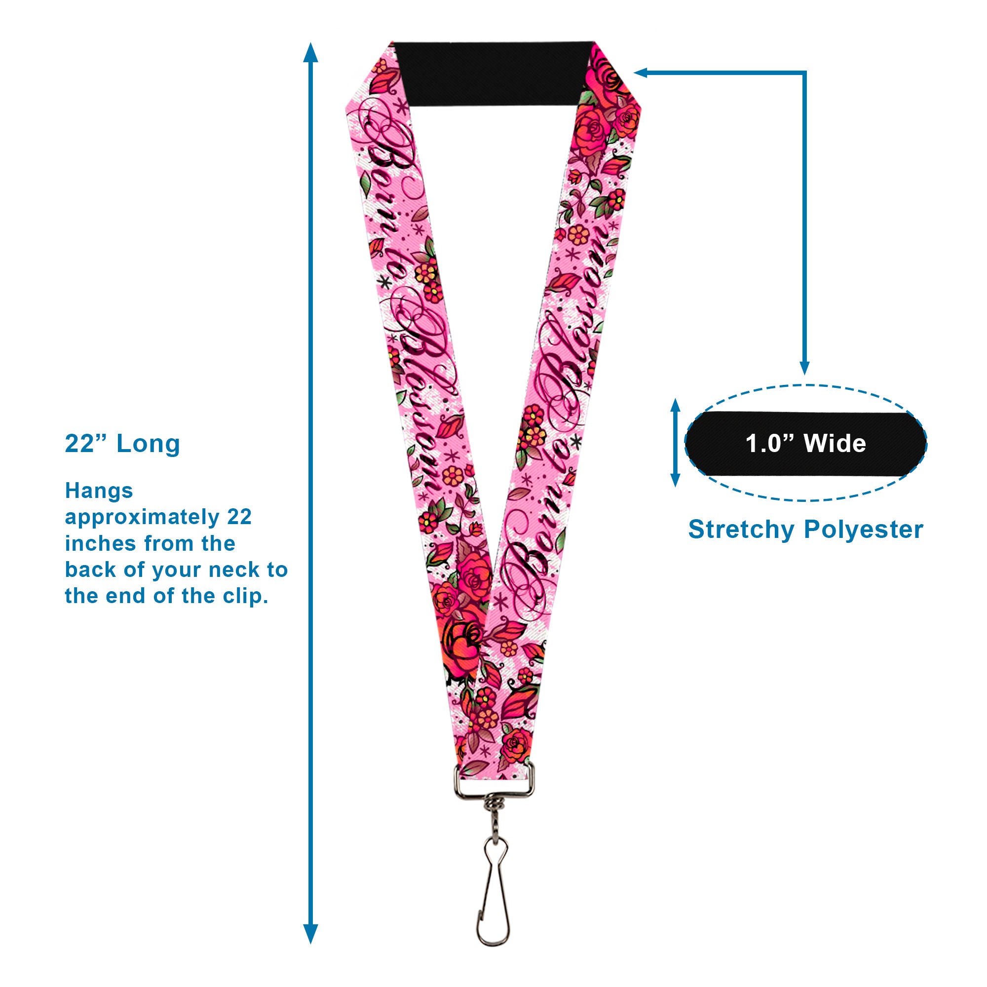 Lanyard - 1.0" - Born to Blossom Pink Lanyards Buckle-Down