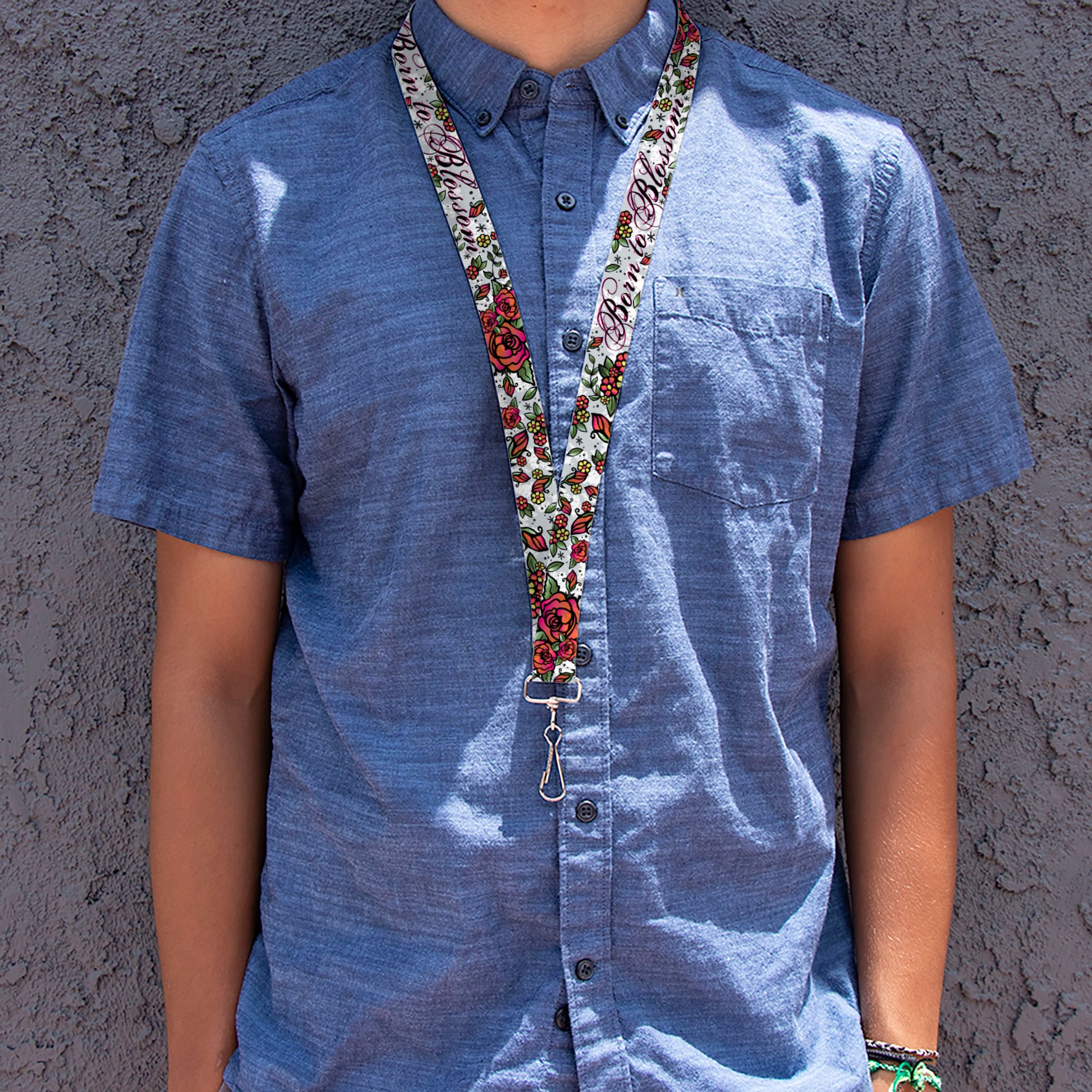 Lanyard - 1.0" - Born to Blossom White Lanyards Buckle-Down