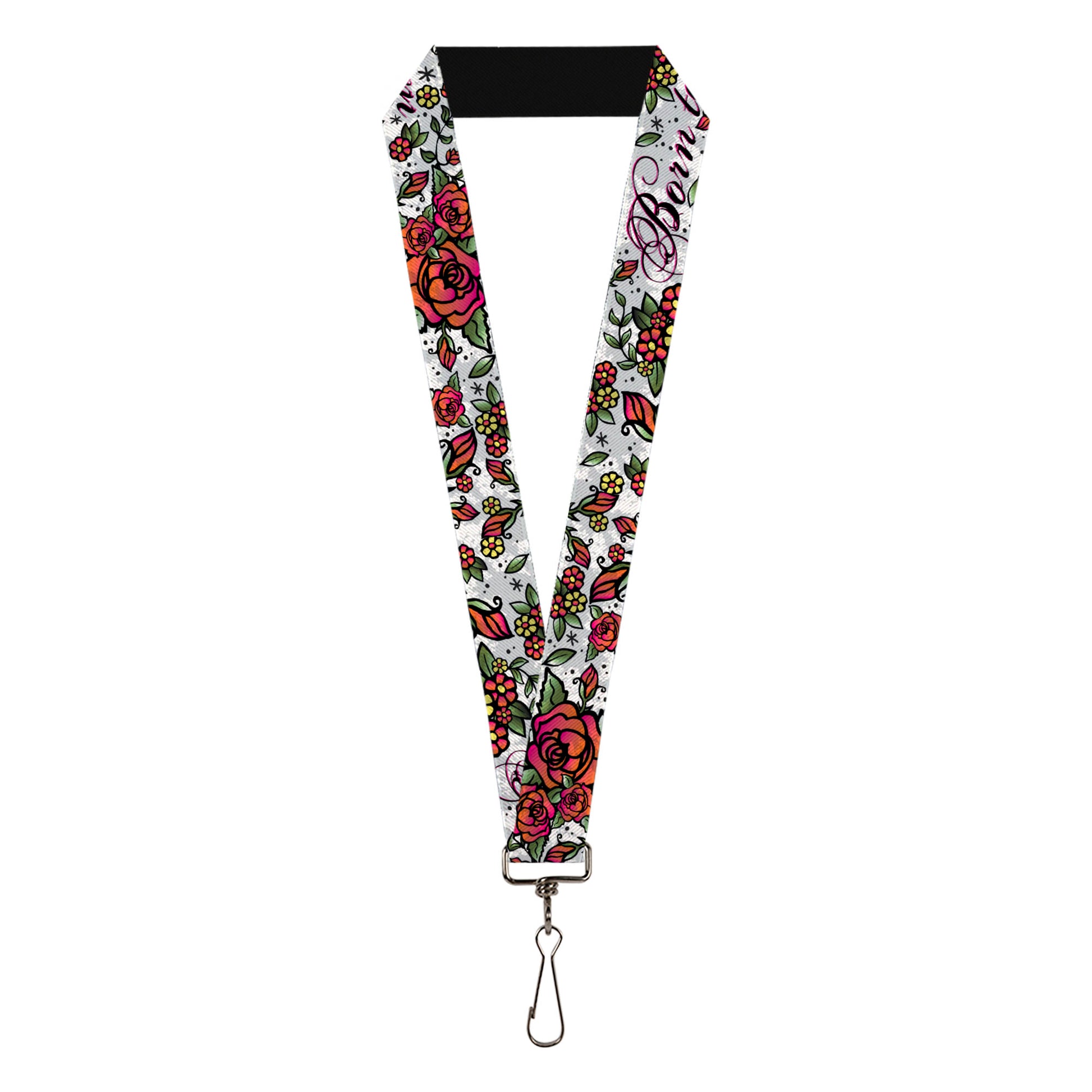 buckle down Lanyard - 1.0" - Born to Blossom White