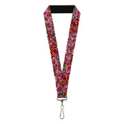 Lanyard - 1.0" - Born to Blossom CLOSE-UP Pink Lanyards Buckle-Down