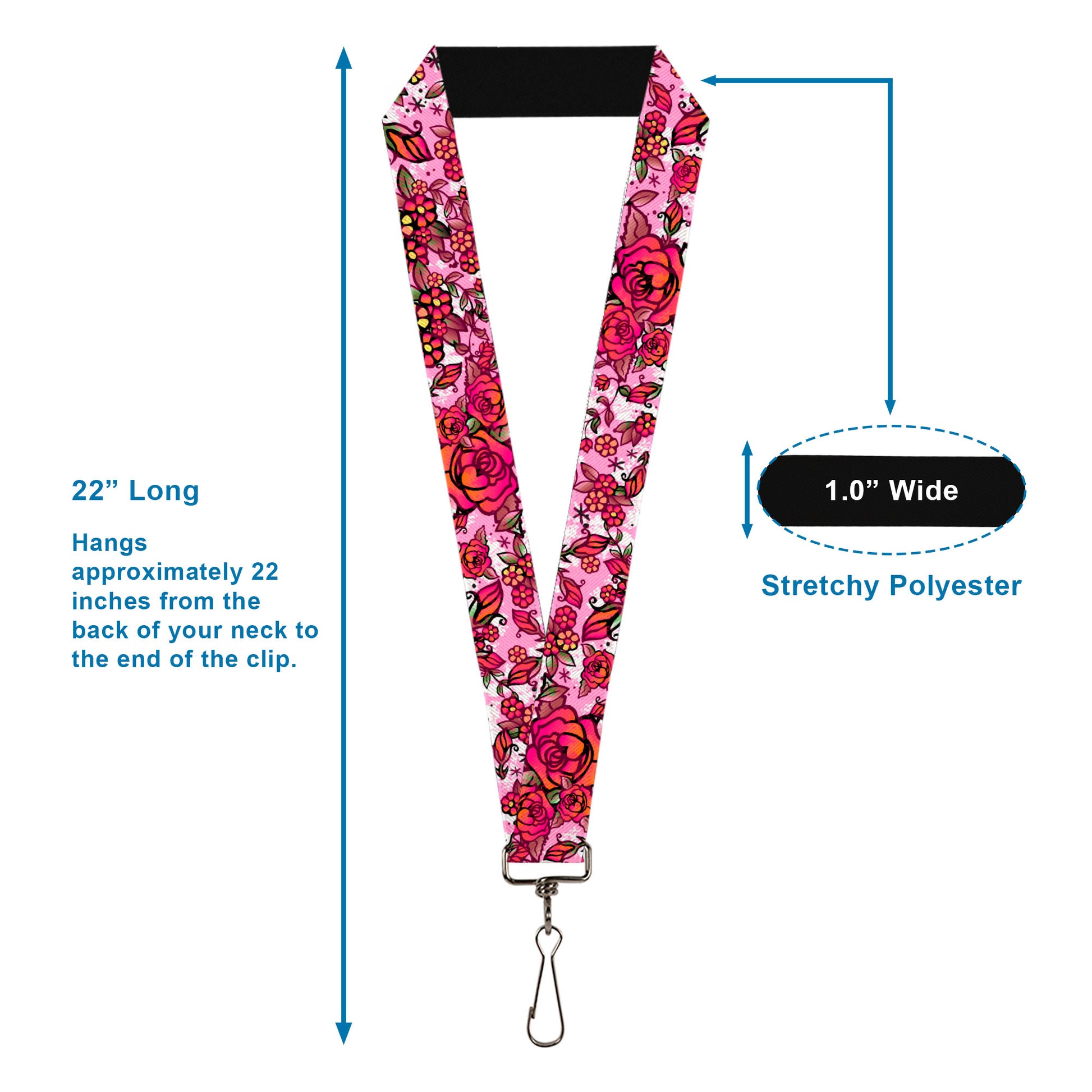 Lanyard - 1.0" - Born to Blossom CLOSE-UP White Lanyards Buckle-Down