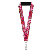Lanyard - 1.0" - Born to Blossom CLOSE-UP White Lanyards Buckle-Down