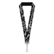 Lanyard - 1.0" - Born to Raise Hell Black White Lanyards Buckle-Down