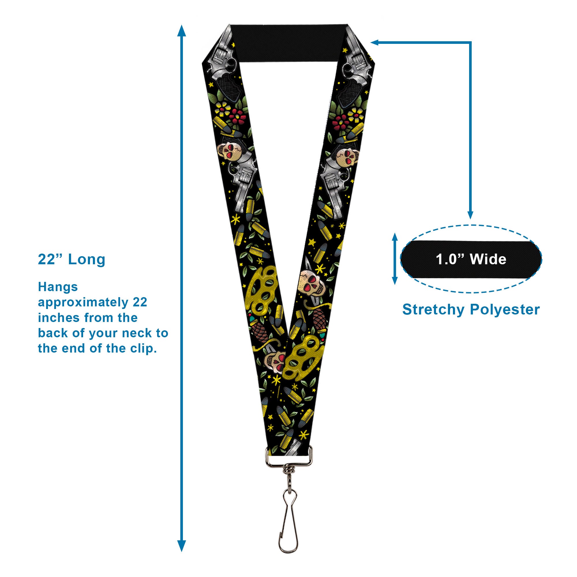 Lanyard - 1.0" - Born to Raise Hell CLOSE-UP Black Lanyards Buckle-Down