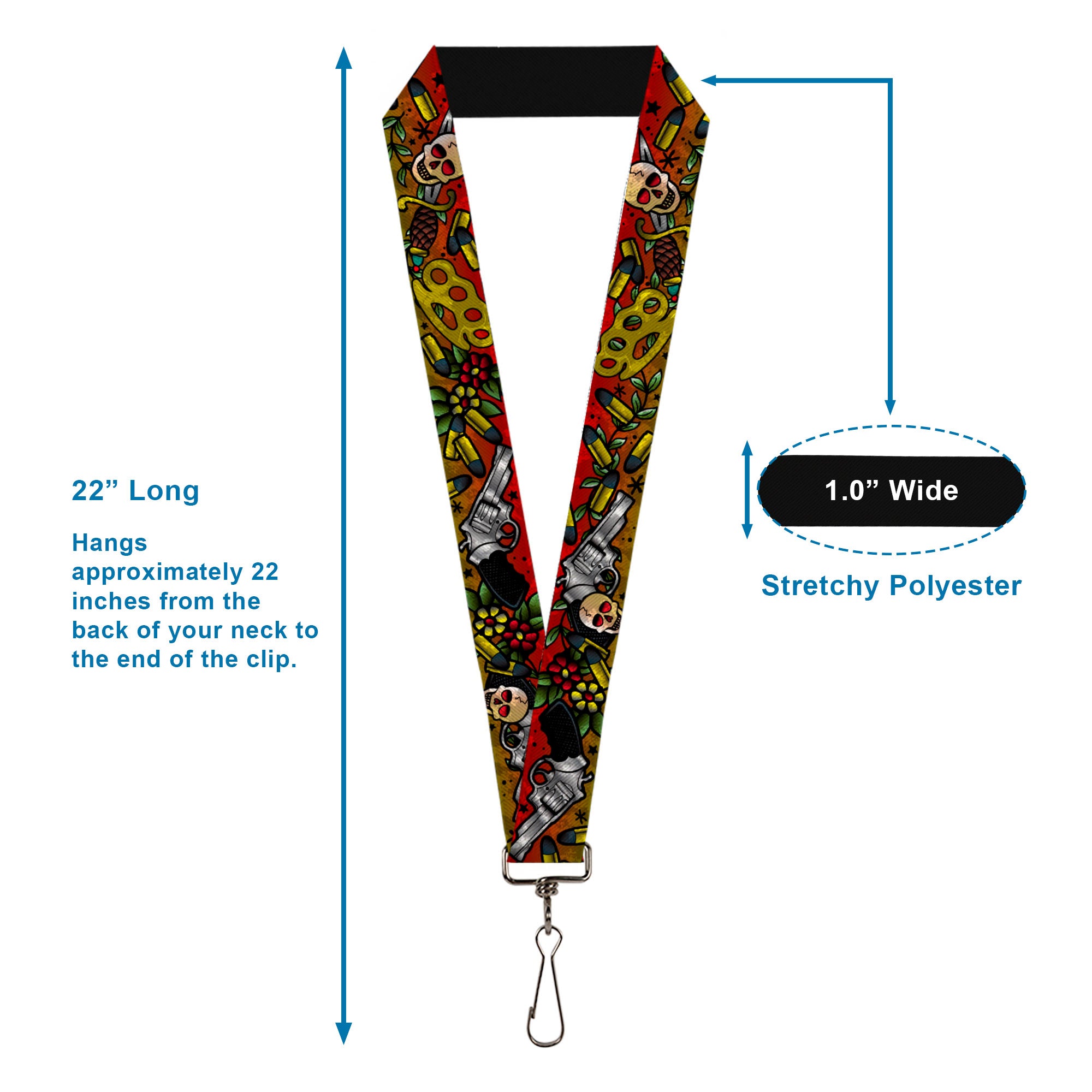 Lanyard - 1.0" - Born to Raise Hell CLOSE-UP Red Lanyards Buckle-Down