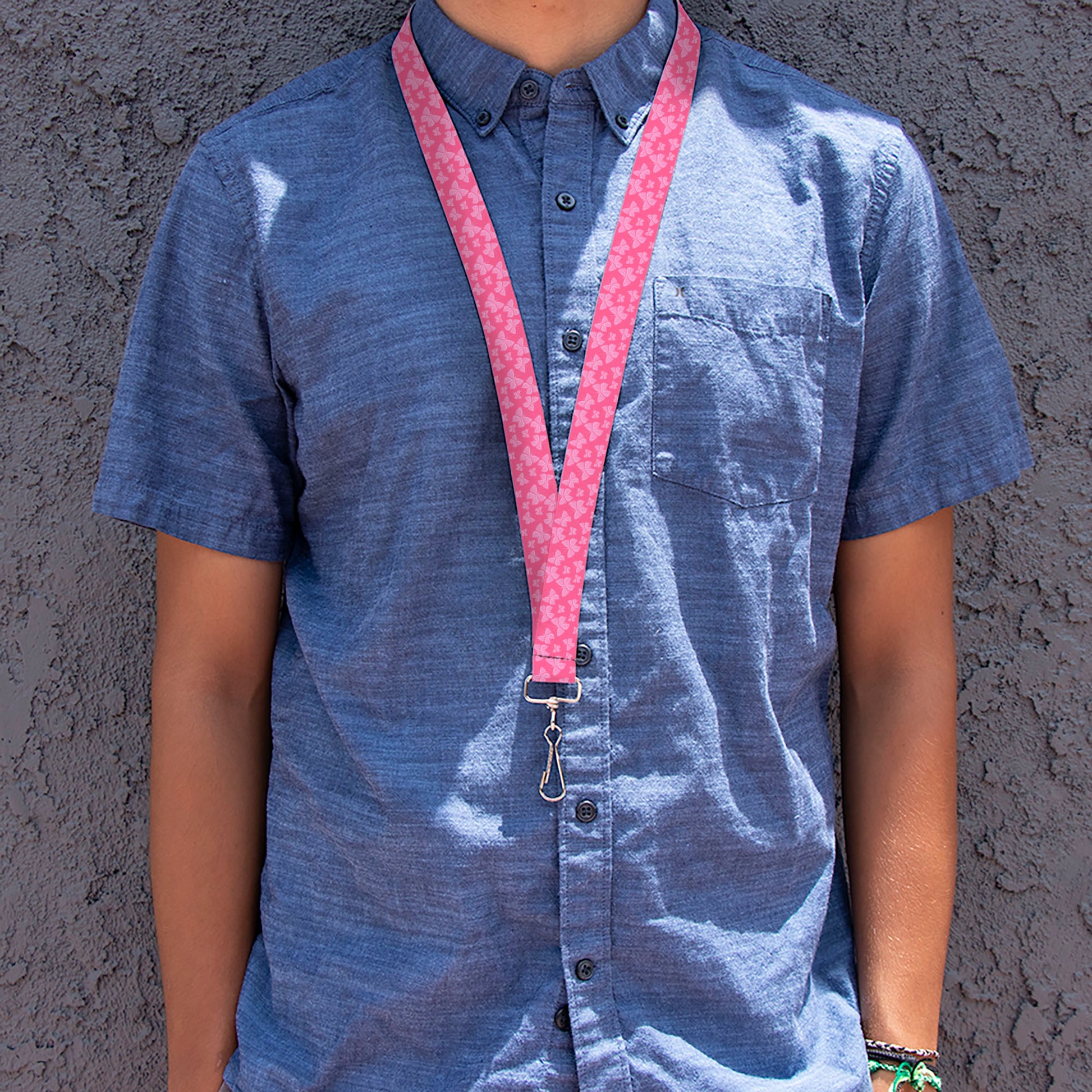 Lanyard - 1.0" - Butterflies Pink Lanyards Buckle-Down