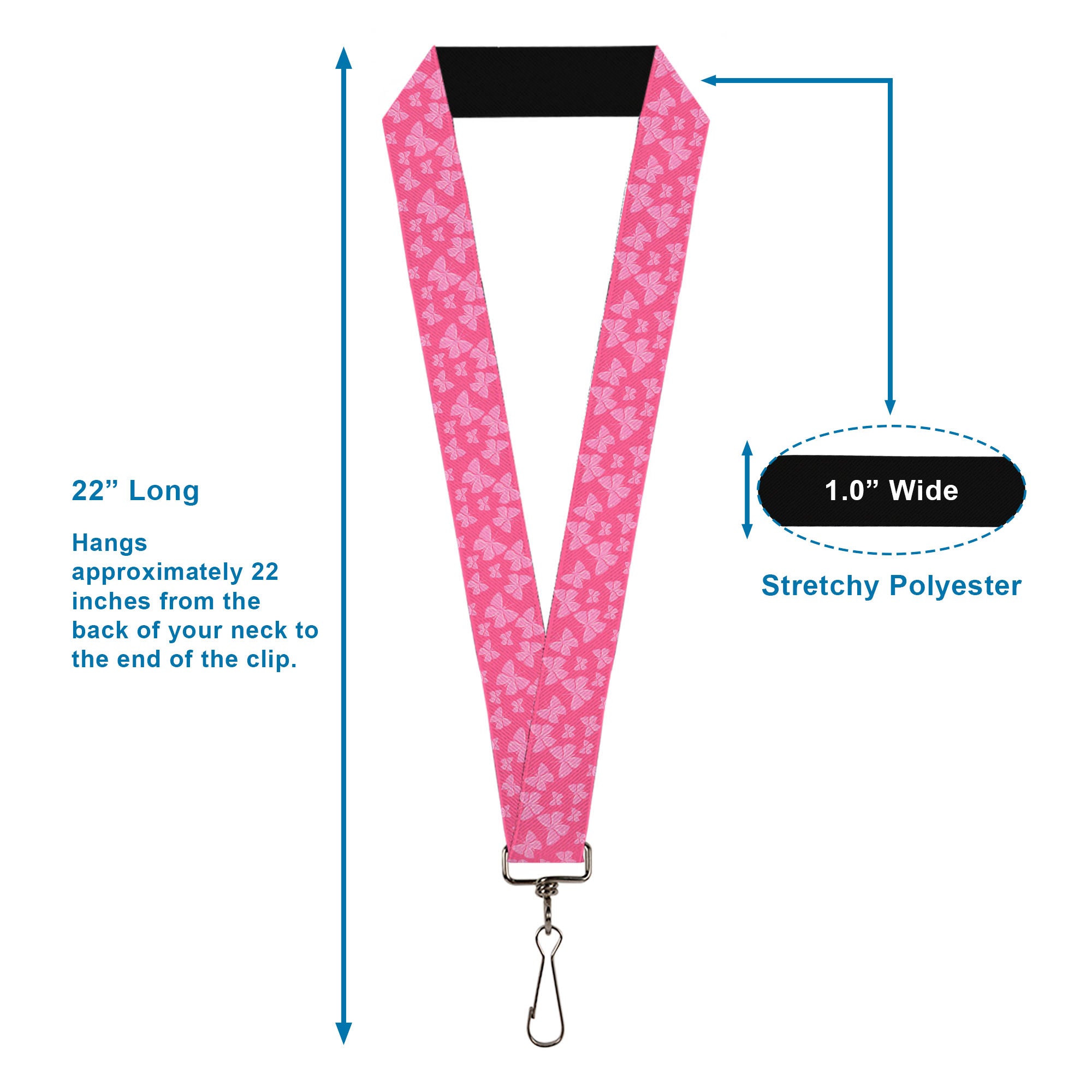 Lanyard - 1.0" - Butterflies Pink Lanyards Buckle-Down