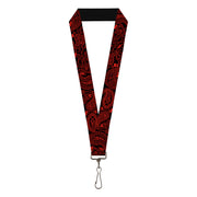 Lanyard - 1.0" - Bandana Skulls Black Red Lanyards Buckle-Down