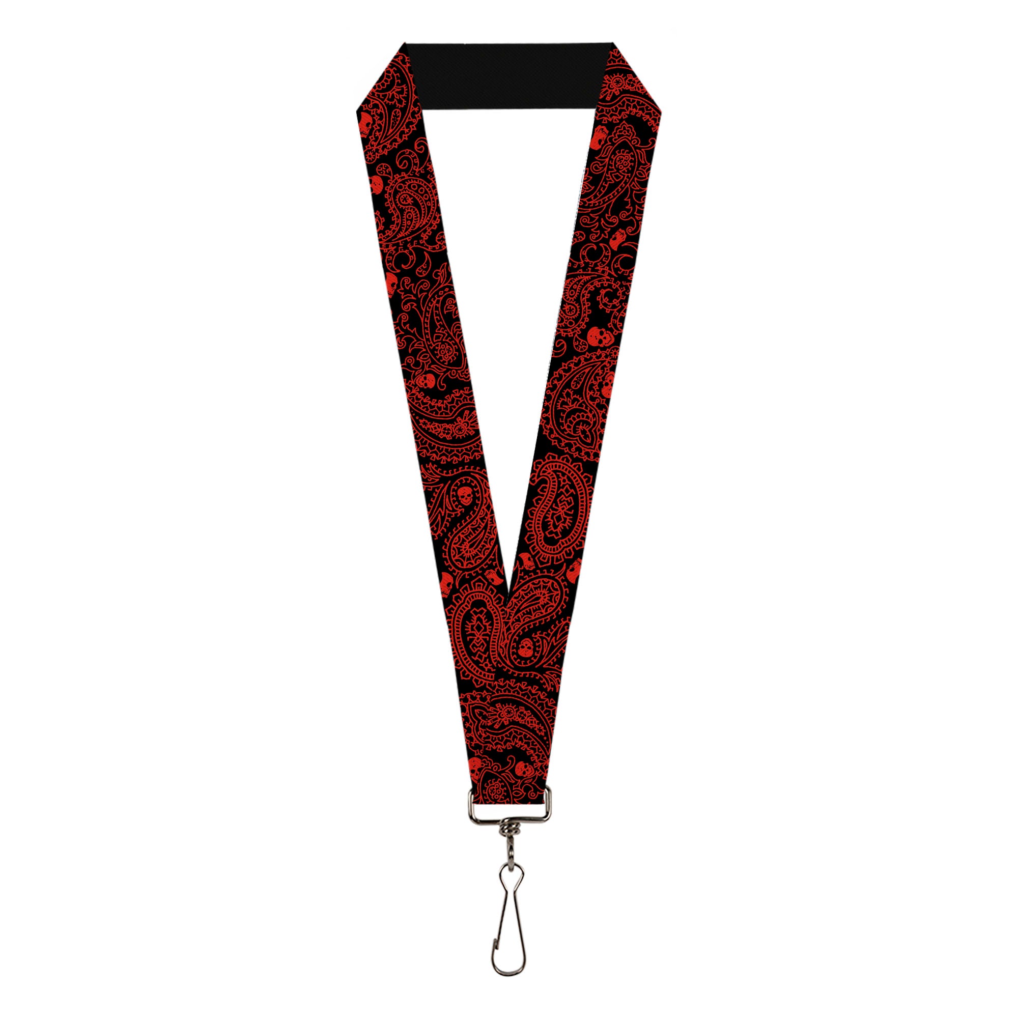 Lanyard - 1.0" - Bandana Skulls Black Red Lanyards Buckle-Down
