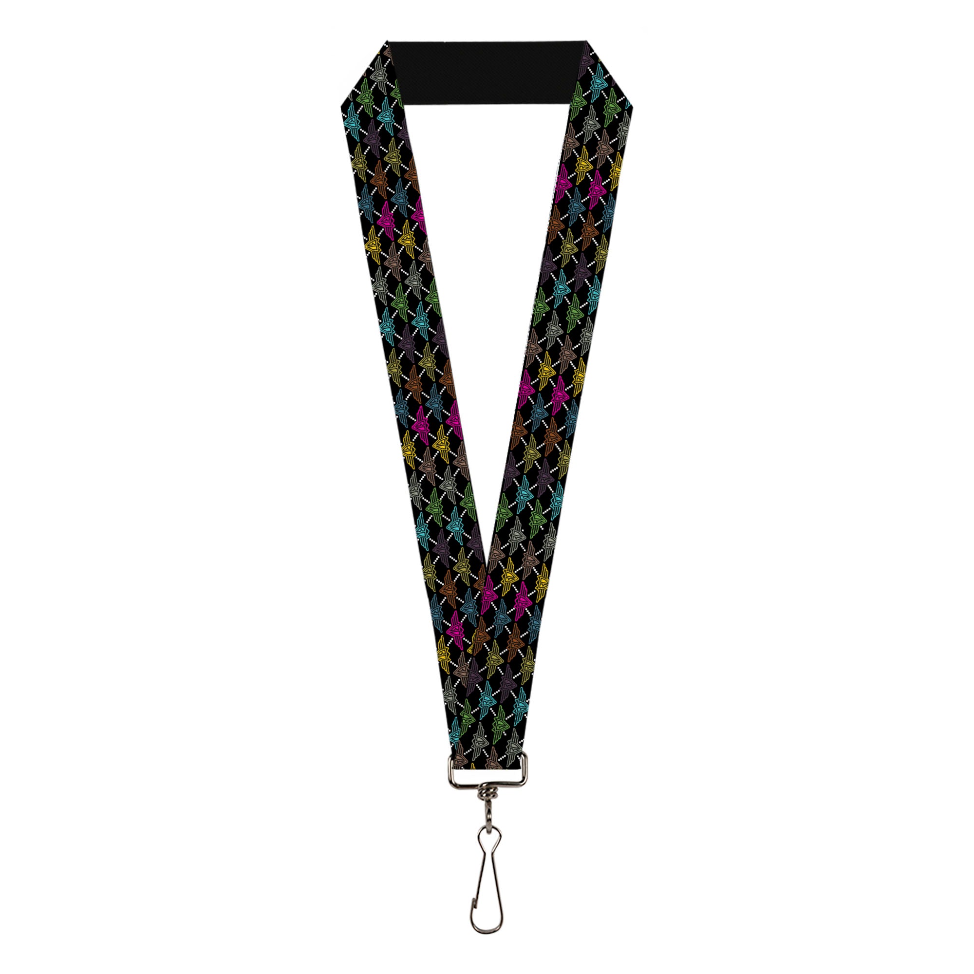 Lanyard - 1.0" - BD Monogram Black Multi Neon Lanyards Buckle-Down