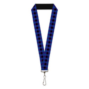 Lanyard - 1.0" - Buffalo Plaid Black Blue Lanyards Buckle-Down