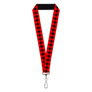 Lanyard - 1.0" - Buffalo Plaid Black Red Lanyards Buckle-Down